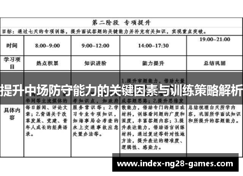 提升中场防守能力的关键因素与训练策略解析